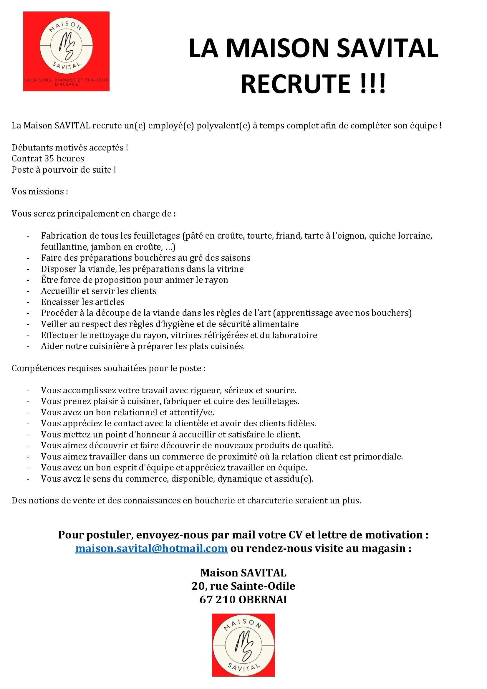 Offre d'emploi